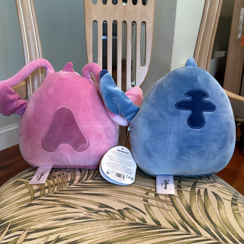 *NEW* DISNEY SQUISHMALLOW PINK ANGEL & BLUE STITCH PLUSH SET - Picture 7 of 9